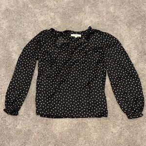 Ann Taylor Loft Black Polka Dot Women's Top